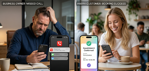 Impact des appels manqués comparé à l’efficacité d’un assistant téléphonique IA pour les petites entreprises.